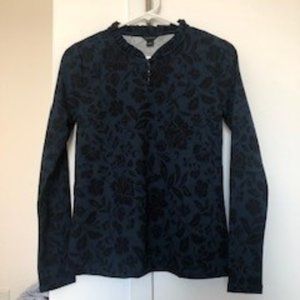 Ann Taylor floral ruffle neck top